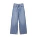 Women's Clothing High Waist Wide Leg Jeans - Double Button Front Streetwear Denim Pants In Blue/Black/Gray_ecoleips.com