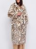 Women’s Leopard Print Faux Fur Coat – Long Winter Jacket With Belt & Suit Collar_ecoleips.com