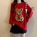 Christmas Red Knit Sweater – Cute Teddy Bear & Bow Design, Sweet & Slimming Fit_ecoleips.com