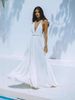 Sexy Backless Tie-Wrap Maxi Dress – Women's Flowy V-Neck Boho Beach Cover-Up (White/Tangerine, One Size Fits Most)_ecoleips.com