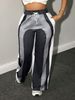 Women's High-Waisted Patchwork Distressed Wide Leg Trousers Casual Fashionable Full-Length Pants_ecoleips.com