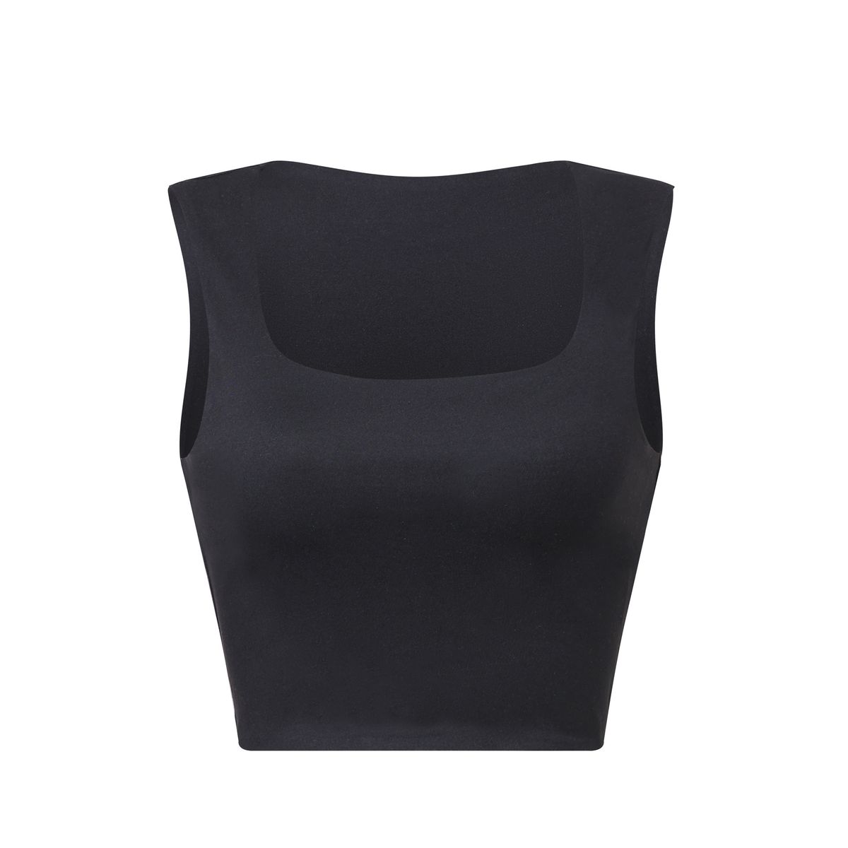 Women's Slim Fit Square Neck Sleeveless Crop Top Stretchy Polyester Basic Tank Top for Casual Elegant Style Black White_ecoleips.com