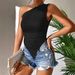 Women's Fashion New Design Elegant One-Shoulder Pleated Knit Printed Vest_ecoleips.com