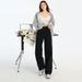 Stylish American-style Black Straight-leg Jeans For Women, Spring High-waisted Loose Slim-fit Narrow Wide-leg Pants,_ecoleips.com