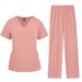 Women’s Clothing Meoexin Plus Size Washing Clothes Thin Quick Drying V Neck Straight Pants Female Nurse Uniform Nurse Uniform_ecoleips.com