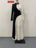 Aria Basics Aria Basics 2024 European And American Cross-Border Irregular Color-Block High-Waisted Pleated Back-Tie Long Dress For Women_ecoleips.com