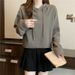 Real Shot Of Women's Autumn Winter Rolled Hem Long-sleeve Hooded Sweatshirt, Loose Short Style, For Independent_ecoleips.com