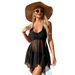 Women's Solid Color Mesh Bikini Set UPF 50+ Sun Protection Swimwear with Soft Padded Cups Black S-3XL_ecoleips.com