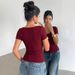 Women's Slim Fit Short Sleeve T-Shirt Lace Collar Fashion Spring/Summer Pullover Top_ecoleips.com