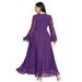 Women's Clothing Solid Color Knitted Mesh Stretch Dress Muslim Party Dinner Robe_ecoleips.com