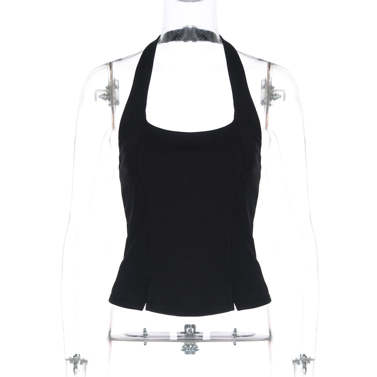 Women's Backless Halter Neck Cami Top, Sexy Cropped Bustier Vest For Clubbing, Night Out, Bodycon Fit_ecoleips.com