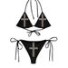 Cross Shaped Rhinestone Bikini Women's Sexy Swimsuit Two Piece With Straps Personalized Design_ecoleips.com