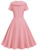 Solid Peter Pan Collar Women Dress Summer Single Breasted Elegant Vintage A Line Dress Short Sleeve Midi Party Office Sundress_ecoleips.com