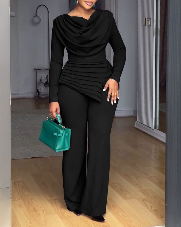 "Sweetheart Jumpsuit – Flowy Long-Sleeve Romper With Straight Leg For Women_ecoleips.com