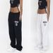Women's Clothing Sports Pants Sweatpants Spring And Autumn Letter Embroidered Casual Trousers Wide Leg Pants_ecoleips.com
