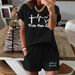 Women's Clothing Casual Summer Print Shorts Set Loose Fit With Short Sleeves Comfortable Lounge Wear_ecoleips.com