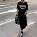 Summer Korean Version Of Large Size Women's Clothing Casual Long Dress Loose Knee T-shirt Long Dress Women's Nightdress_ecoleips.com