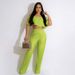 Women's Clothing With Pleated Solid Color Strapless Chest Wrap Loose Flared Pants Two Piece Suit_ecoleips.com