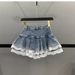 New Elastic Denim Splicing Multi Layer Lace Tutu Skirt Cake Skirt Versatile Miniskirt_ecoleips.com