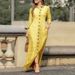 Women's Floral Print Cotton Dress Casual Lapel Long Sleeve Button Shirt Robe For Holiday_ecoleips.com