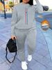 Women's Autumn/Winter Hip Hop Casual Street Paris Letter Pattern Printed Round Neck Sweatshirt+Sweatpants Warm Set-639_ecoleips.com