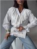 New Spring/Summer Women's Elegant Lace Layered Casual Shirt With French Lace Trim Long Sleeves_ecoleips.com