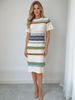 Bohemian Style Women's Short Sleeve Dress Geometric Pattern Slim Fit Summer Wear New Arrival Foreign Trade Knitted Clothing_ecoleips.com