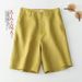 Cotton Women, Summer New High-Waisted Casual Wide-Leg Pants, Linen Mid-Length Versatile Straight-Leg Five-Point Shorts_ecoleips.com