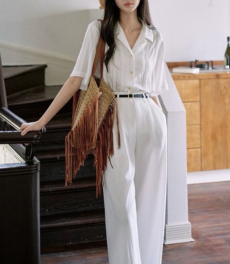 Verve Jicouture "Nanyang Holiday" Loose Short Sleeve Cuban Collar Shirt For Women Summer French Casual Top_ecoleips.com