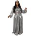 Voya Voya European And American Foreign Trade Women's Clothing New Round Neck Lantern Sleeve Sexy Waist-cinching 2-Piece Set_ecoleips.com