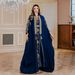 Modest Abaya Dress/Muslim Dress Women Elegant Embroidered Abaya Dress – Modest Long Sleeve Maxi Robe With 3D Floral Patterns (M-XXL)_ecoleips.com