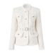 Women’s Clothing Spot autumn and winter new white wool stitching small stand up collar lace up new Chinese collar celebrity light luxury jacket trendy_ecoleips.com