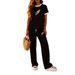 Women's Clothing Summer Trendy Feather Print Two Piece Set Round Neck Short Sleeved Top And Casual Pants Women's Clothing_ecoleips.com