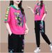 Women's Clothing Summer European Style Sports Casual Set Loose Hooded Printed Top And Pants_ecoleips.com