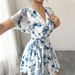 DiYun European And American Casual Vacation Printed Short-Sleeve Cake Skirt Dress Women's Clothing 2026 Spring/Summer_ecoleips.com