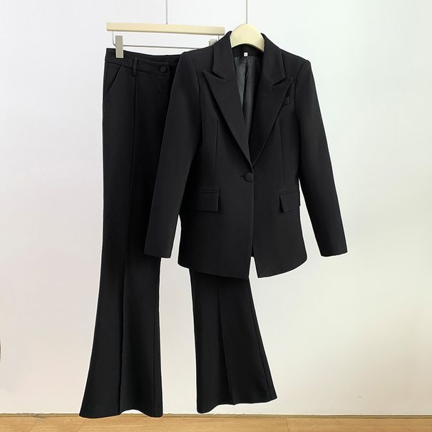 Women's clothing Suit Pants Irregular Lapel Simple Black Red Jacket + Pants_ecoleips.com
