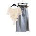 Women's Clothing Summer Milk Sweet Suit For Women New Fashion Age Reducing Butterfly Festival Top Denim Skirt Two Piece Suit_ecoleips.com