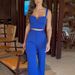 Women's Clothing Two-piece casual off-shoulder solid one-shoulder ruffle sleeves _ecoleips.com