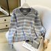 Women's Contrast-Trim Knit Polo Top – Korean-Inspired Spring Layering Piece | Breathable Stretch Fabric | Versatile Black/Grey/Navy/Beige_ecoleips.com