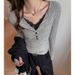 Women's Clothing Long Sleeve Lace T-Shirt Women's Slim Fit V-Neck High End Shoulder Top For Autumn Winter New Style_ecoleips.com