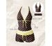 Polka Dot Milk Coffee Slimming off Shoulder Two Piece Swimsuit for Women Retro Style Beach Spa Resort Wear_ecoleips.com