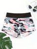 Women Green Camo High Waist Biker Shorts, Black Wide Waistband Stretch Sport Workout Shorts Gym Fitness Running Hot Pants_ecoleips.com