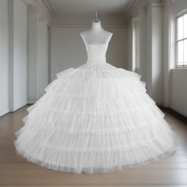 6-Hoop Adjustable Petticoat For Lolita/Wedding Dresses – Fluffy Tulle Crinoline Underskirt (White)_ecoleips.com