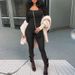 Women's Ribbed Square Neck Bodysuit Long Sleeve Jumpsuit, Tummy Control Butt Lifting Casual Romper For Fall Winter_ecoleips.com