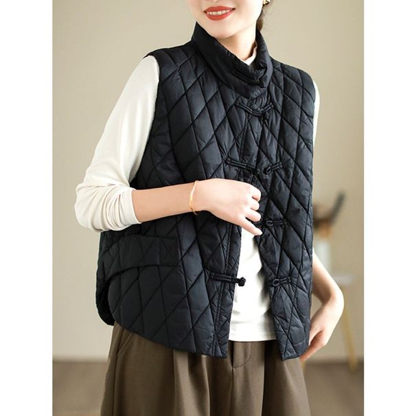 girl 2023 Autumn Winter New Fashion Artistic Retro Ethnic Style Button Down Cotton Warm Versatile Women's Vest_ecoleips.com