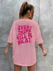 Pink Women's Casual T-Shirt Simple O-Neck Short Sleeve Loose Printed Top Fast Fashion_ecoleips.com