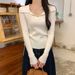 girl Polo Collar Knitted For Women 2025 Autumn Winter Slim Fit Inner Wear Drawstring Waist Design Sweater Base Shirt Top_ecoleips.com