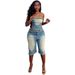 Women's Clothing Jeans Suit Fashion Raw Edge Wrap Top High Waist Denim Shorts_ecoleips.com