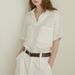 Women's Old Money Style Pure Linen V Neck Shirt High-End Luxury Top Simple Solid Color New Summer Short Sleeve_ecoleips.com