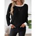 Autumn And Winter Fake 2 Pieces Round Neck Long Sleeve Solid Color Rib Fabric Warm Sweater T-Shirt Top Wholesale_ecoleips.com